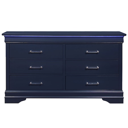Global Furniture Usa Traditional Glam Rich Blue W /LED Charlie Blue Dresser With Led 720
